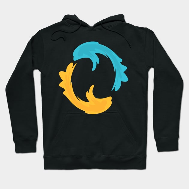 Blue and yellow fish in circle Hoodie by Antiope